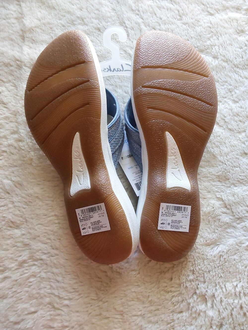 🌺 NWT Clarks Cloudsteppers Denim Blue Comfort Sandals - Picture 5 of 5